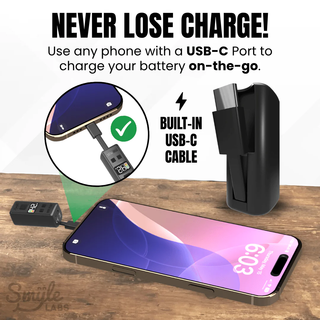 Mini Plug 510 Cart Battery with Built-in USB-C Cable, Adjustable Voltage, LED Display - Image 3